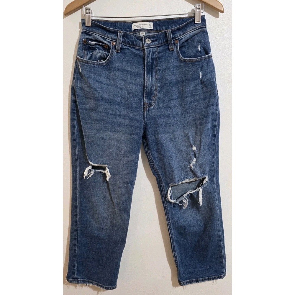 Abercrombie Ankle Straight Ultra High Rise Jeans Distressed 90s 28/6 Curve Love‎